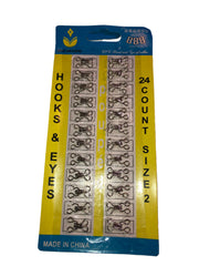 LADIES HOOKS AND EYES 900 PCS BOX Size 2 (36 CARDS=900 PCS)